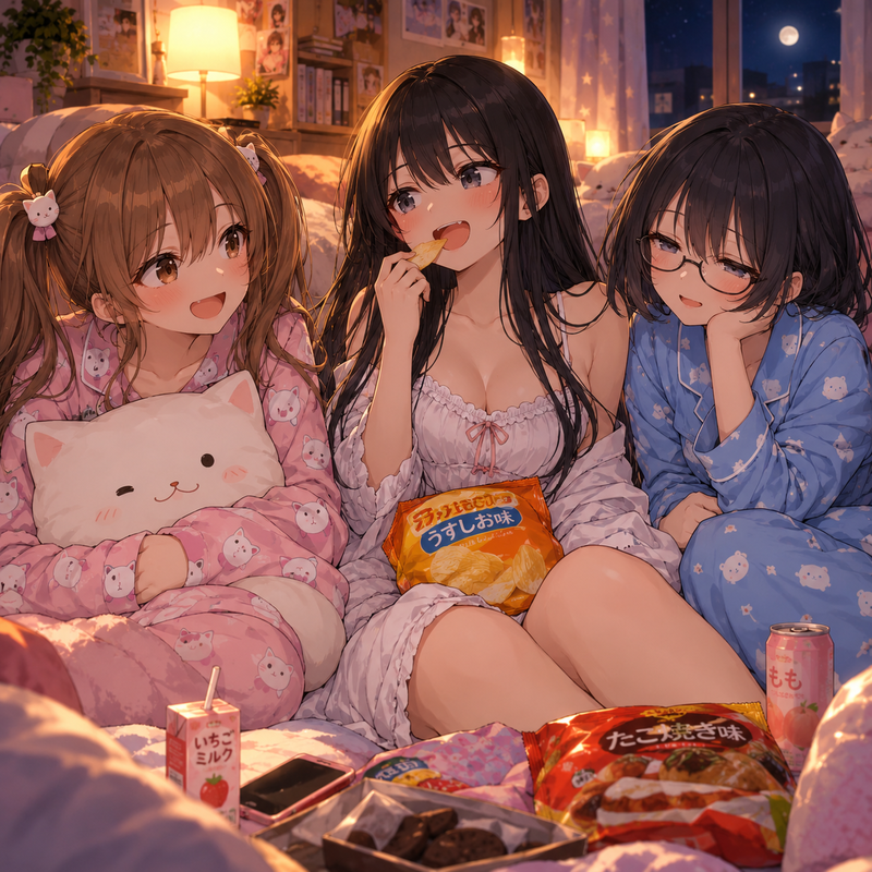 仲良し三人組のパジャマパーティー2