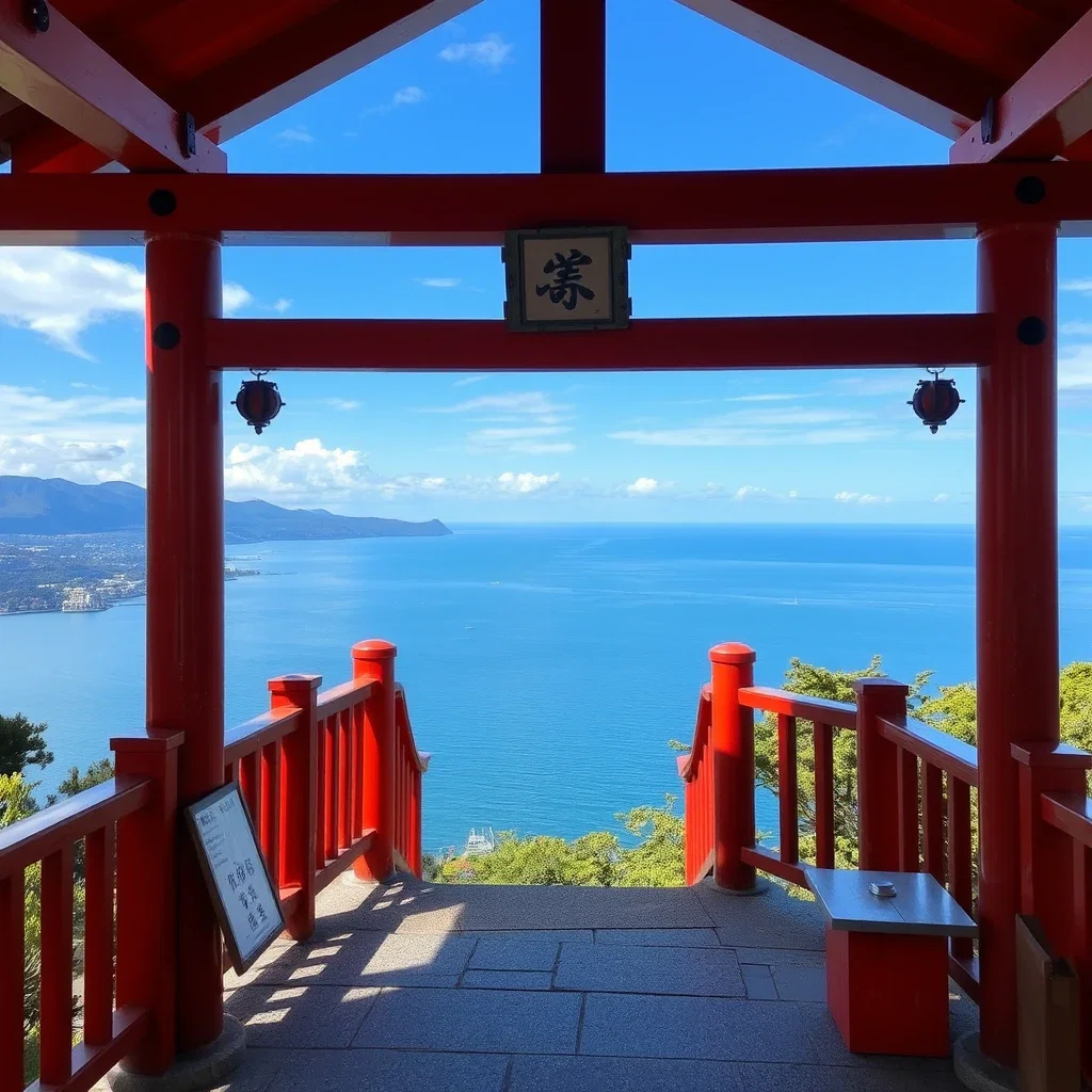 japanese shrine sea background
