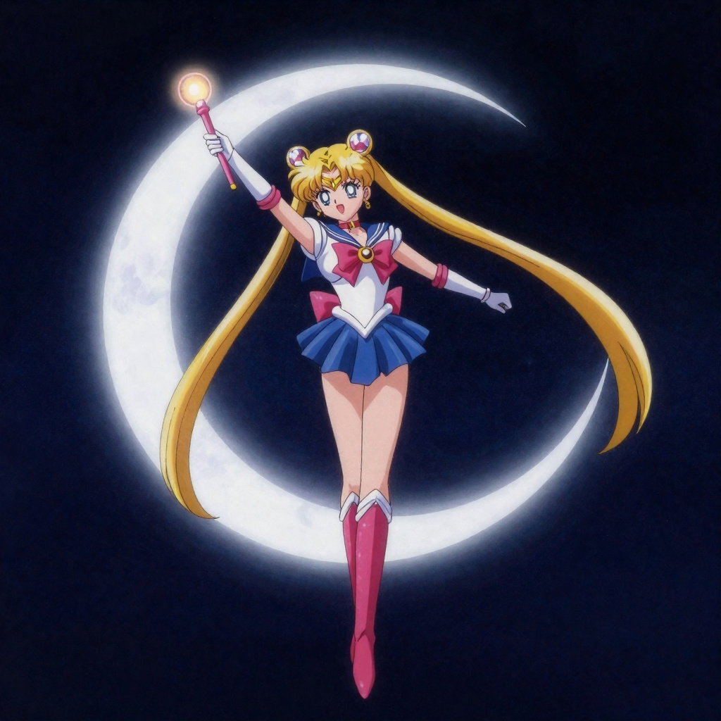 pretty guardian anime aesthetic moonlight stick crescent moon