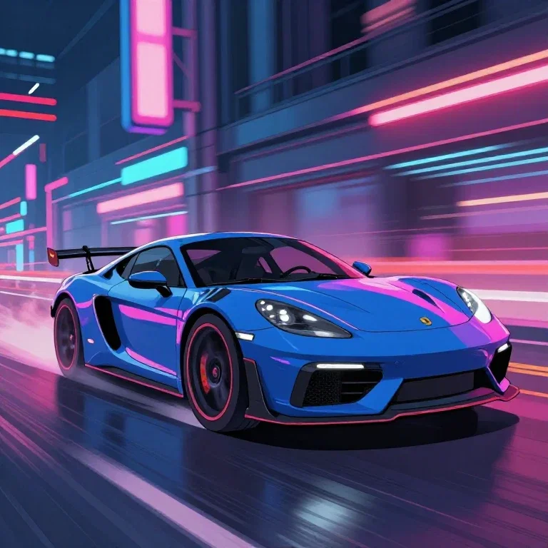 racer speeding through neon streets