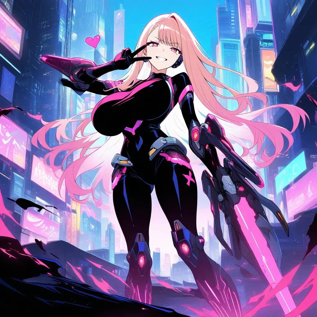 petite cyborg gyaru in shibuya cyberpunk