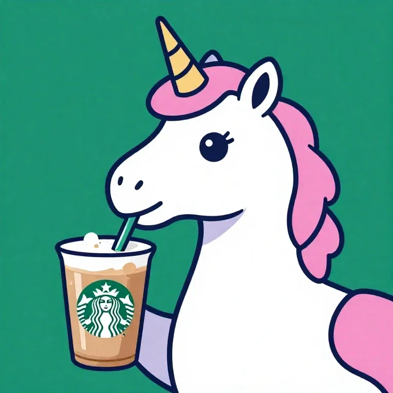 unicorn drinking starbucks latte