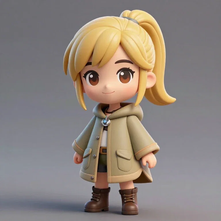 anime chibi explorer woman blonde ponytail
