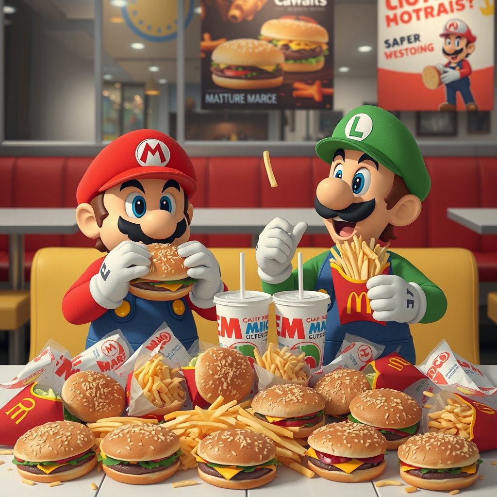 retro anime mario luigi mcdonalds meal