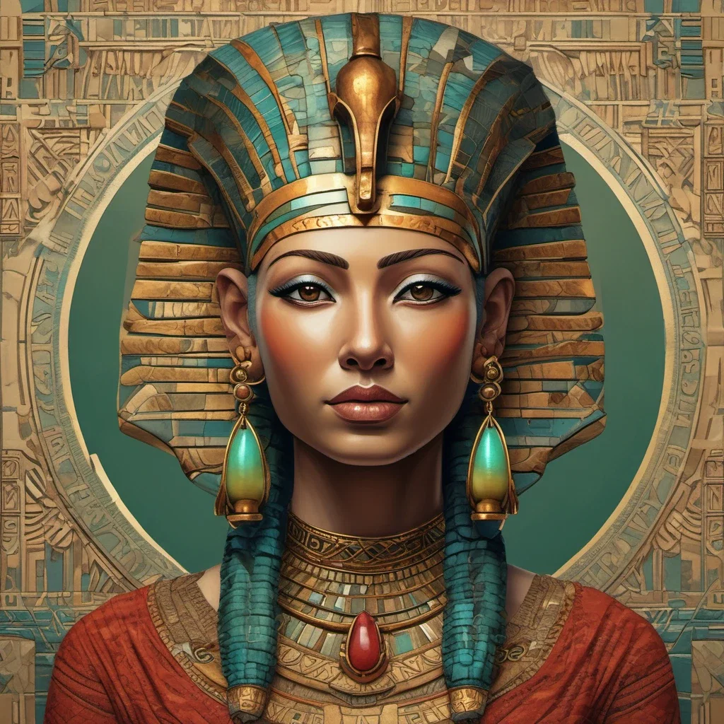 egyptian princess hatshepsut bust fantasy illustration