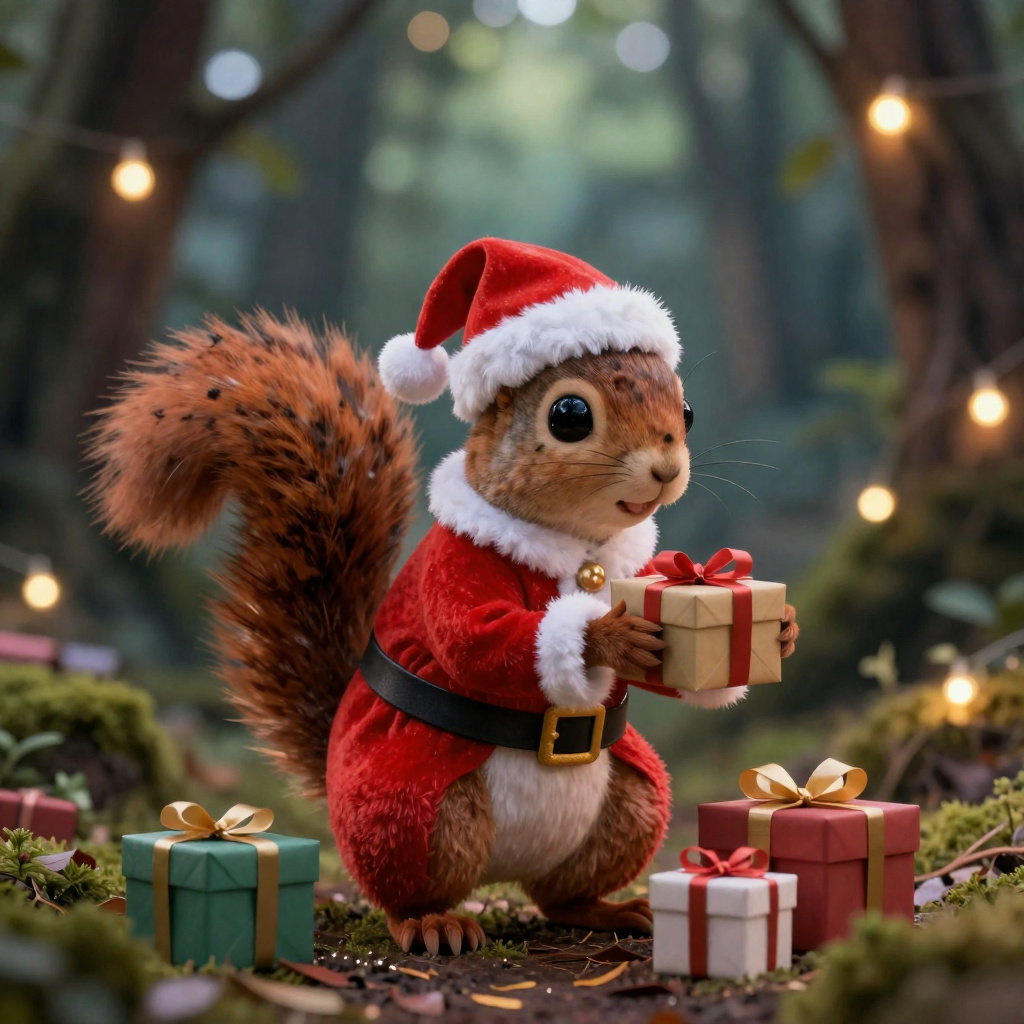 squirrel santa costume gifts magical forest