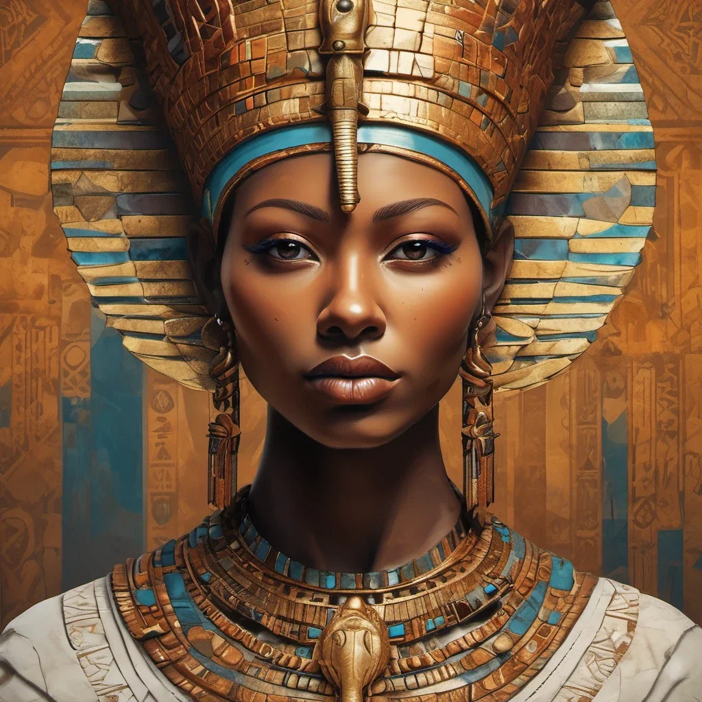 fantasy illustration hatshepsut bust egyptian fresco