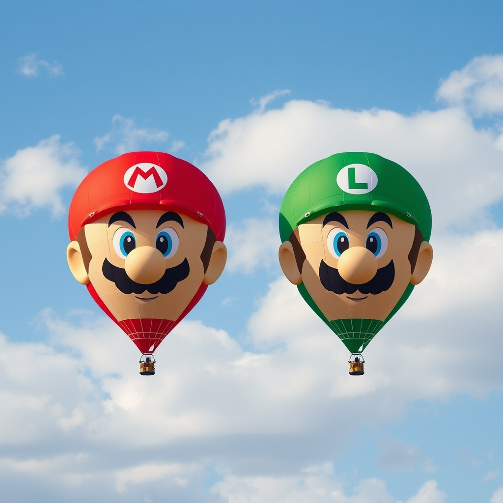 giant inflatable mario luigi spheres bright colors smooth texture