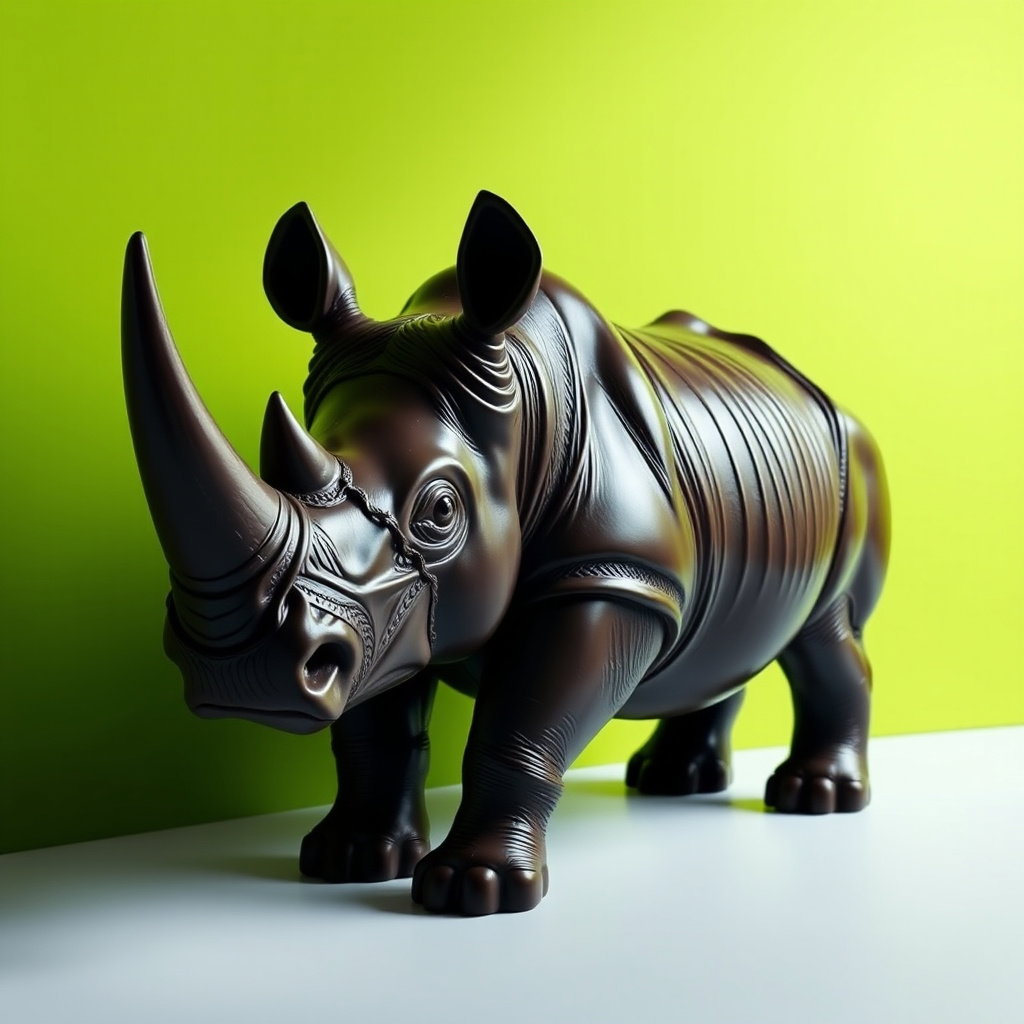 hyperrealistic chocolate rhinoceros detailed studio