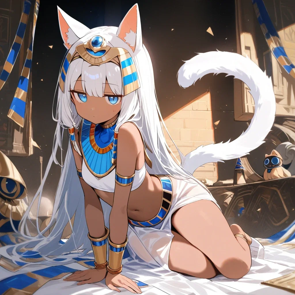 ancient egyptian cat girl illustration masterpiece
