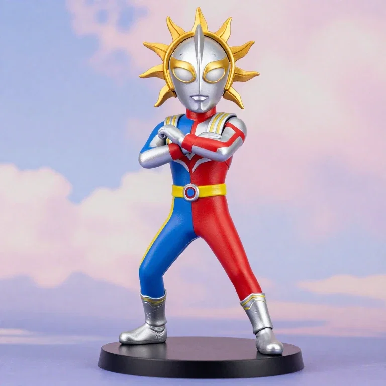 fantastical figurine with sun mask and colorful costume