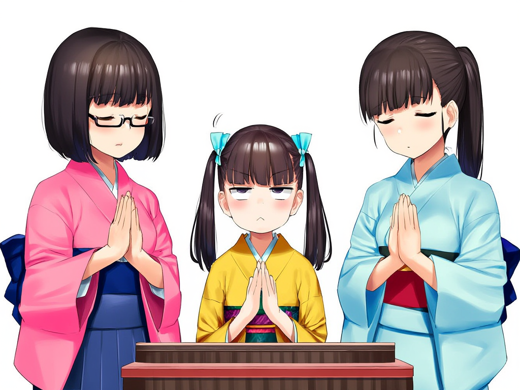 three female high school students praying at offering box