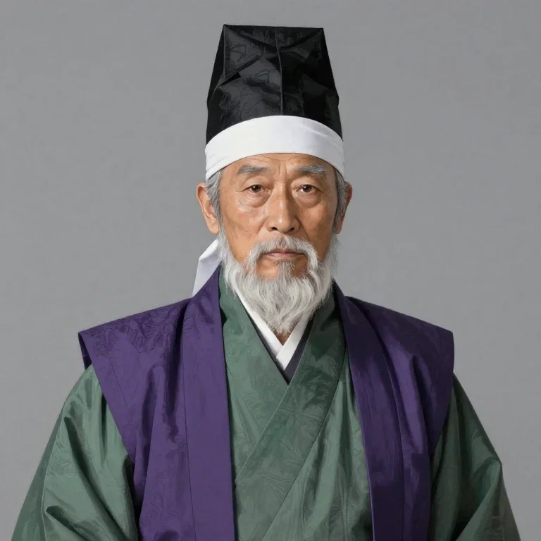 old man japanese medieval nurse realistic painting