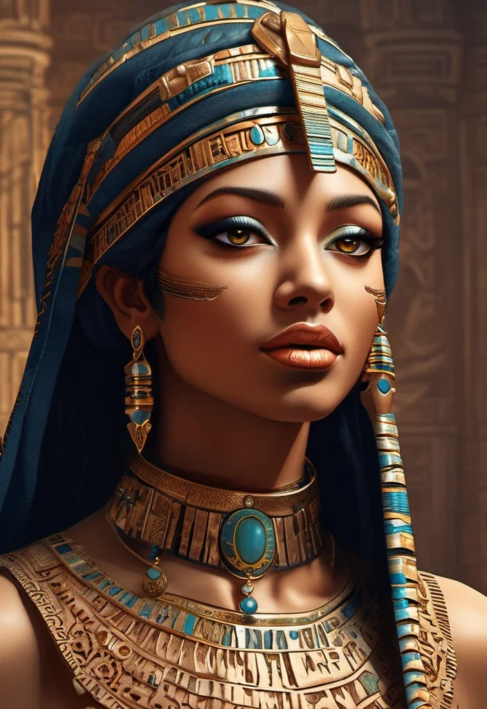 fantasy illustration egyptian princess bust detailed