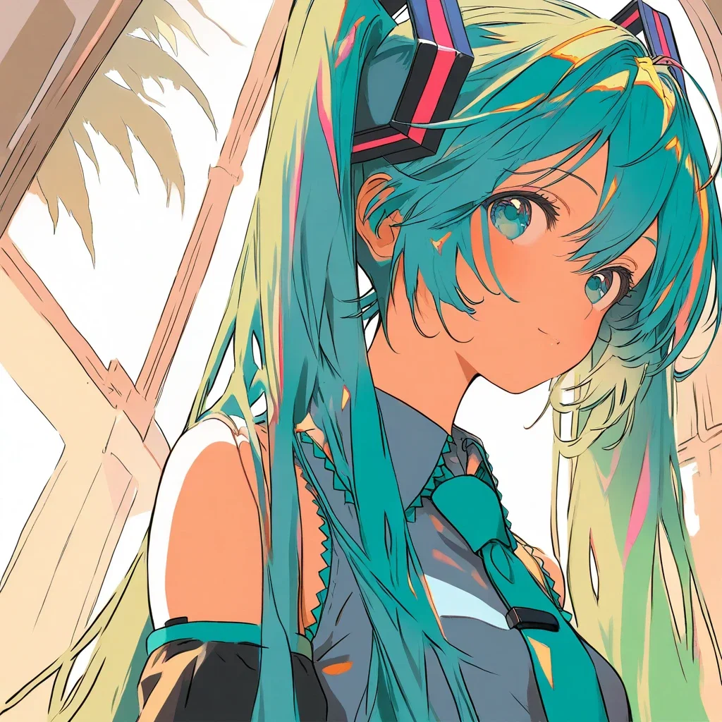pencil sketch hatsune miku inspired by alphonse mucha detailed line drawing