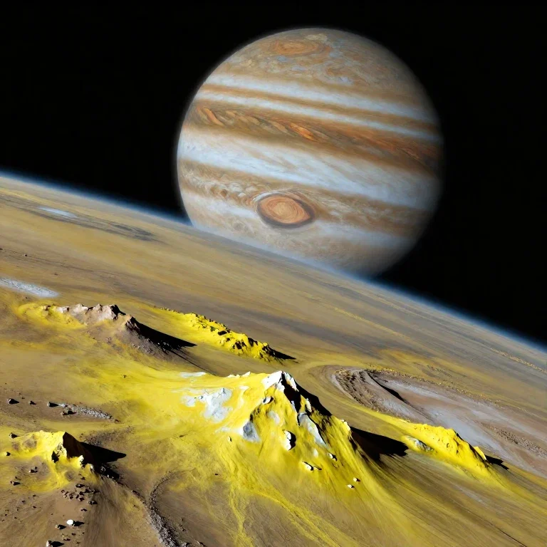 jupiter looming over satellite horizon