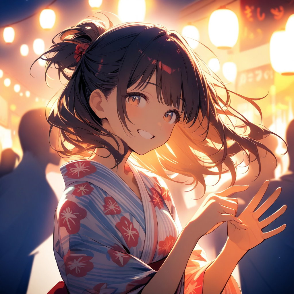 artistic pop pattern camisole yukata woman summer festival