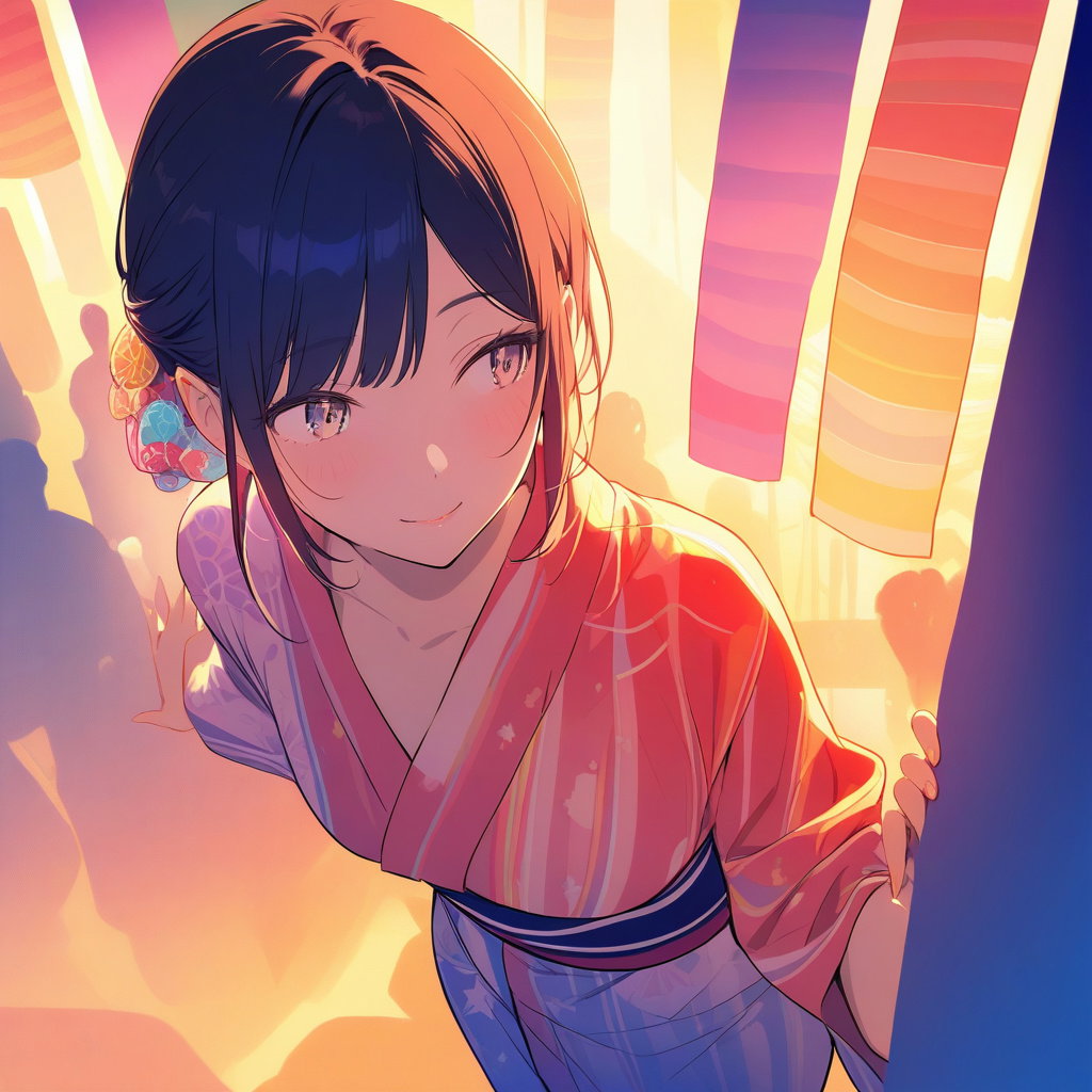 woman yukata pop art summer festival
