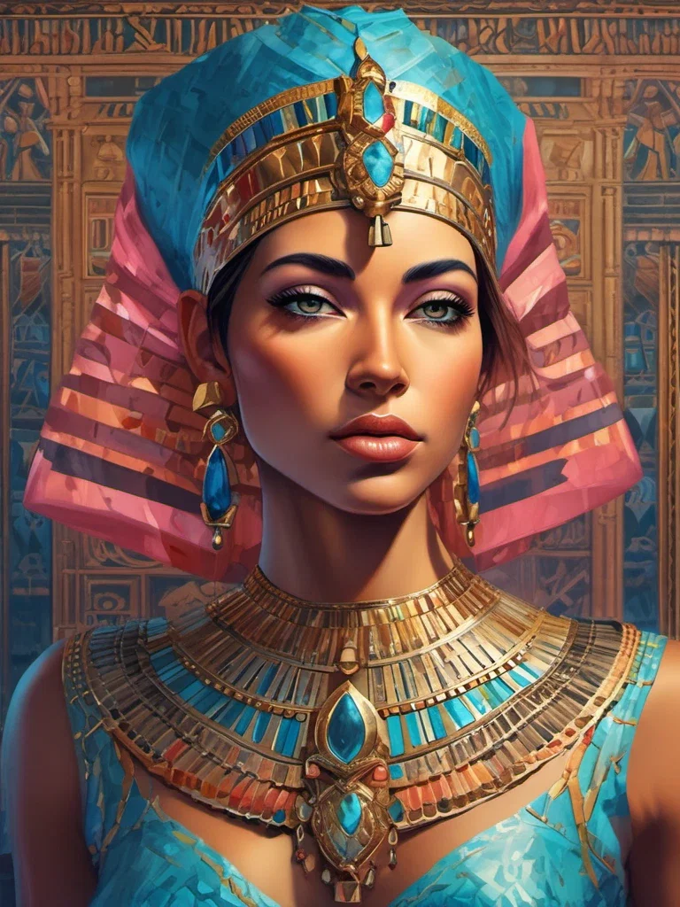 egyptian princess bust fantasy art vibrant colors