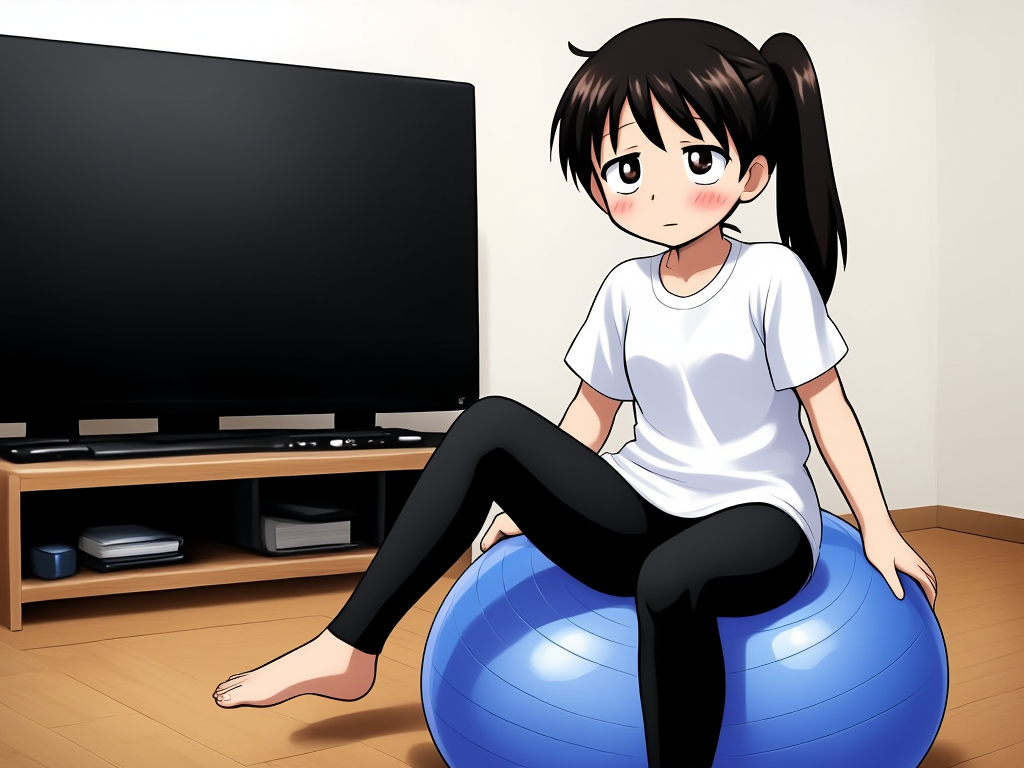 female high school student on balance ball