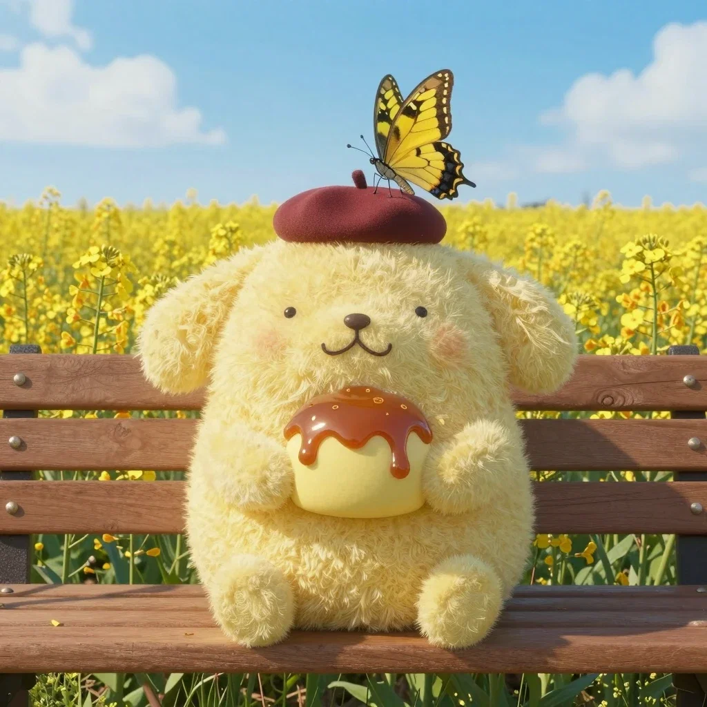pompompurin caramel sauce canola field butterfly