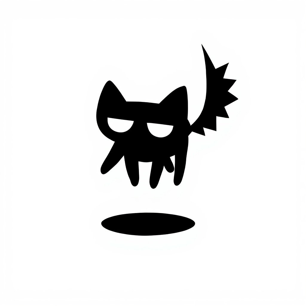 black ink cat creature jumping midair