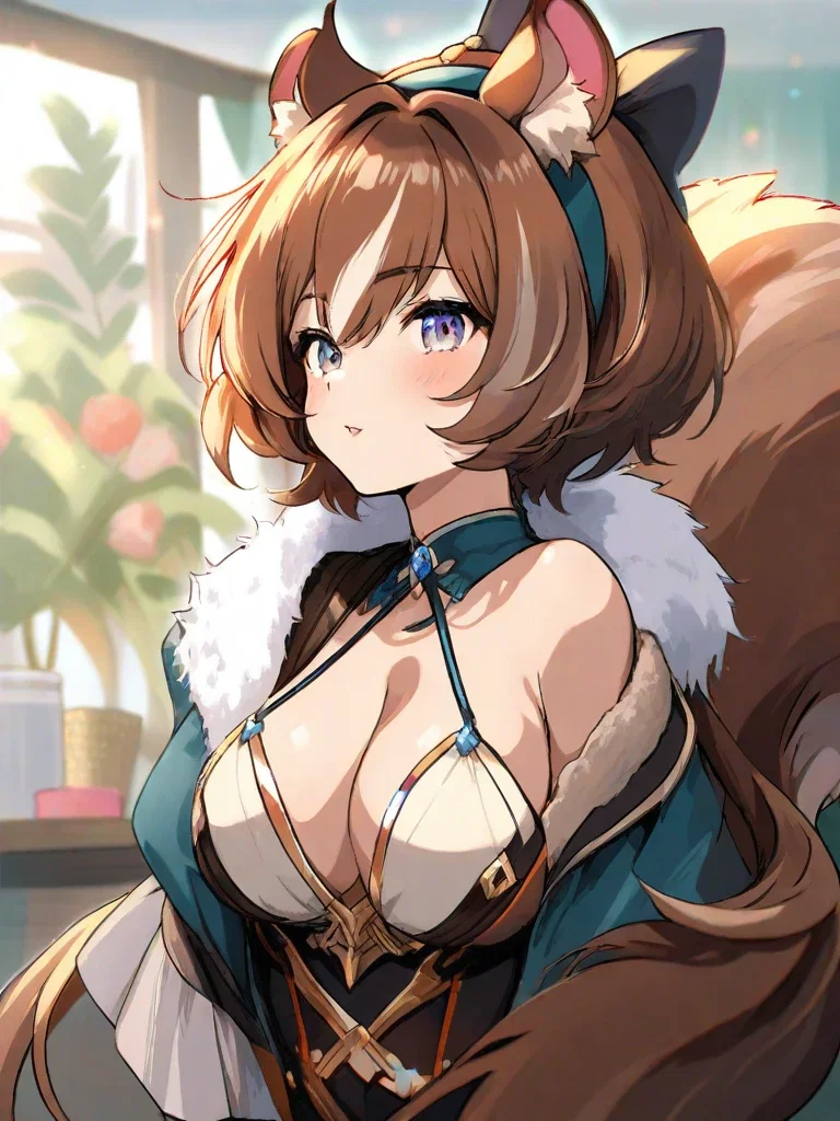 cute beautiful girl pretty chest squirrel ears