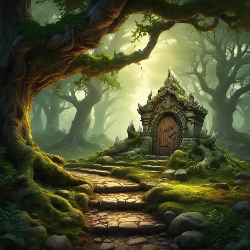 elven temple in ancient forest