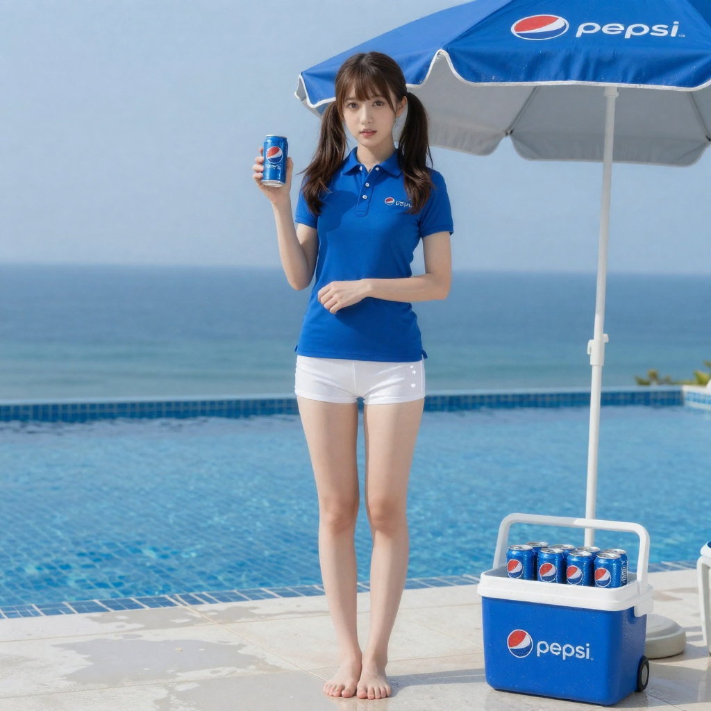 pepsi girl poolside tropical sunlight