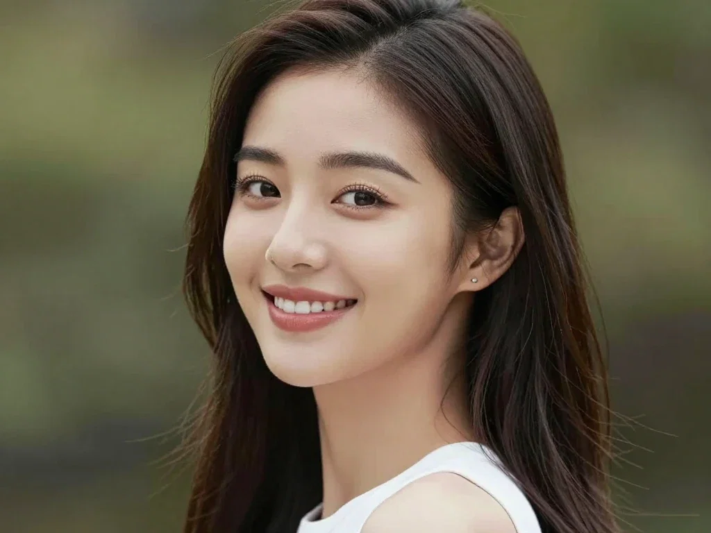 asian female beauty nature background smiling