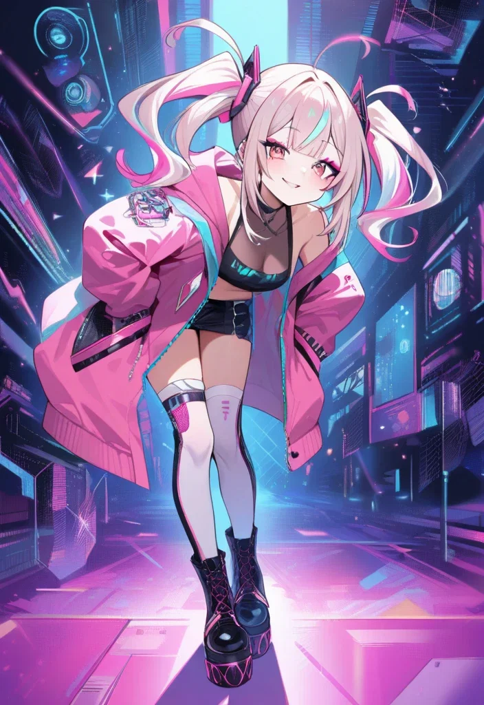 cyber gyaru fashionista with platinum hair