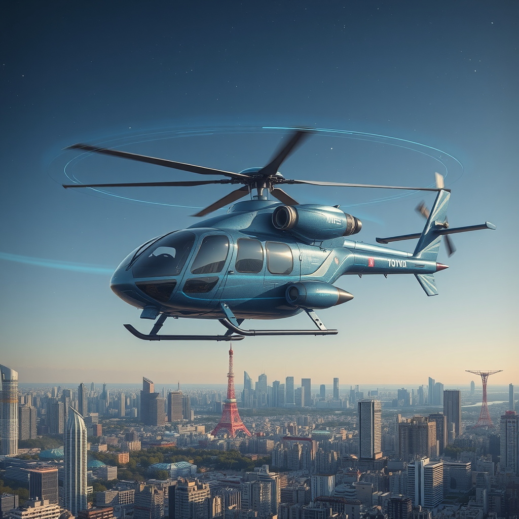 stealth helicopter tokyo neon night fog