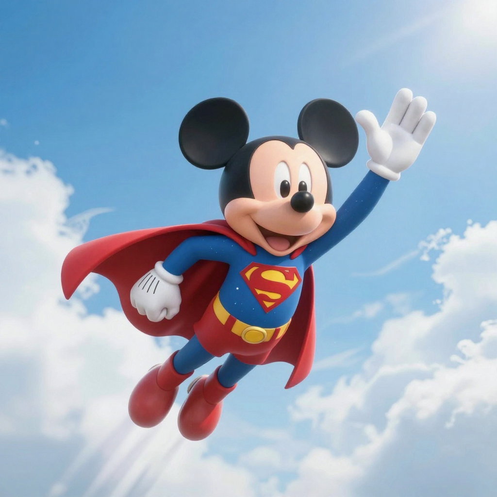 mickey mouse as superman in pixar style