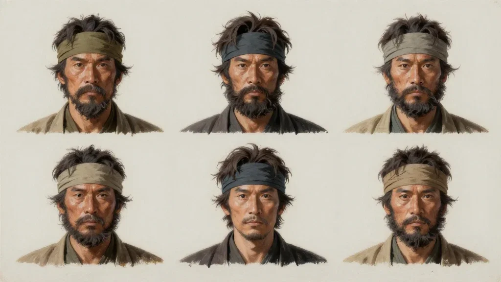 medieval japanese man with beard and band