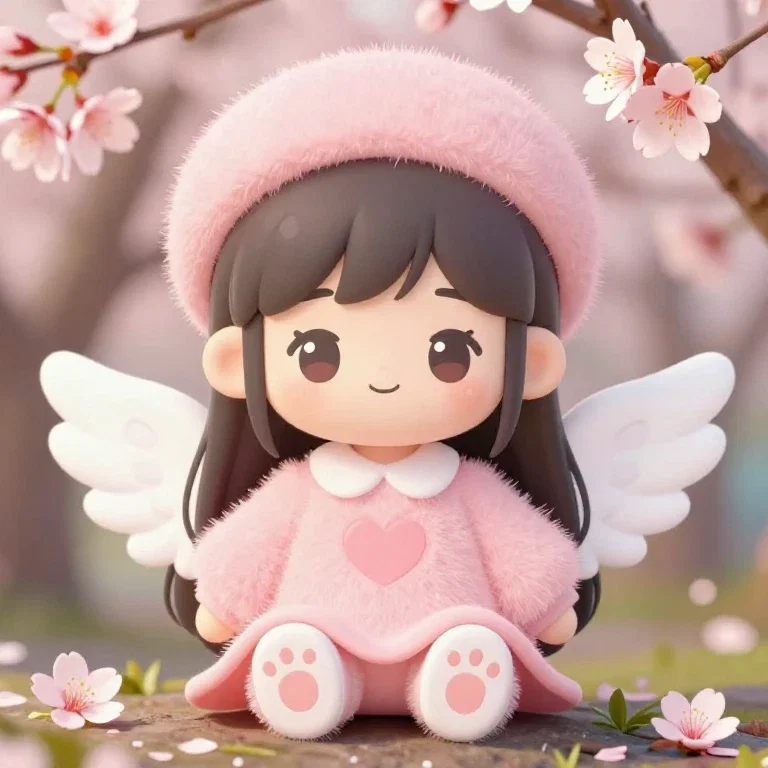 cute pink winged girl illustration