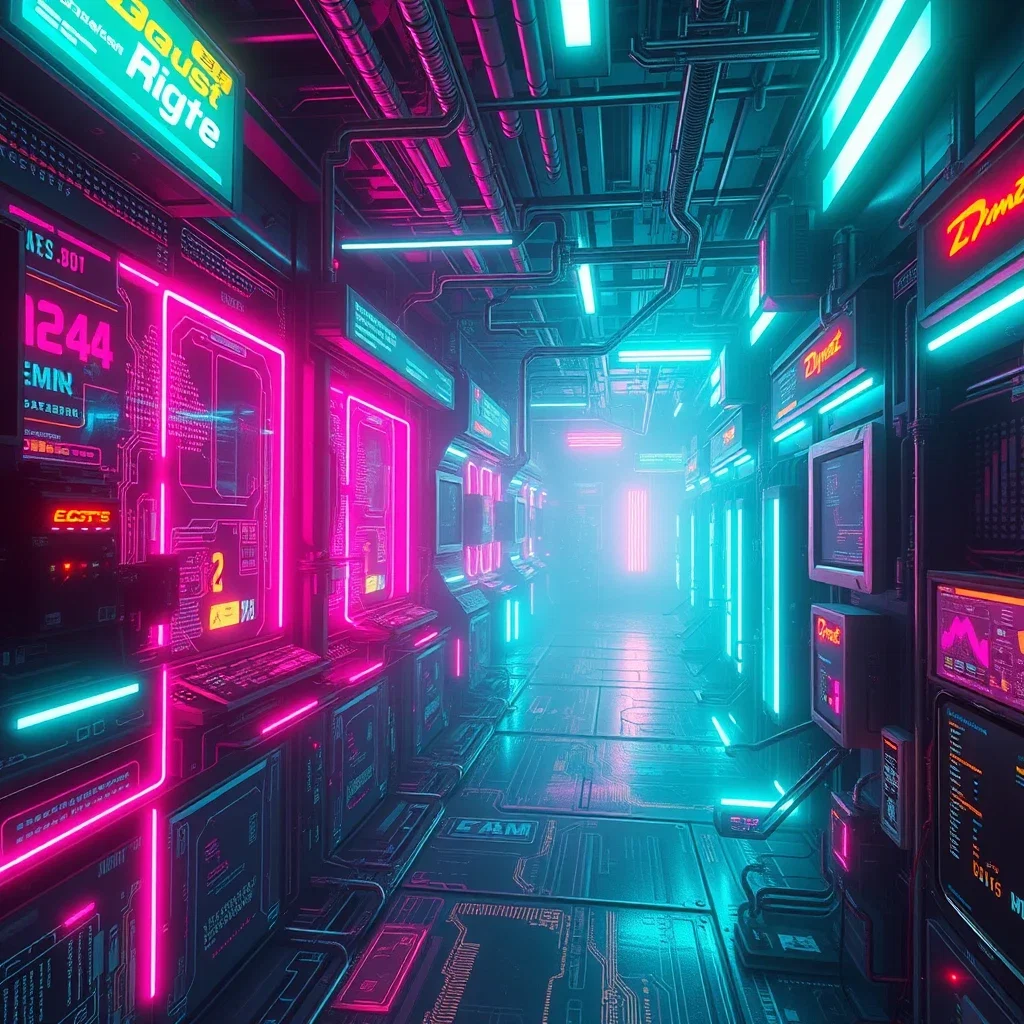 neon lit cyberpunk digital space