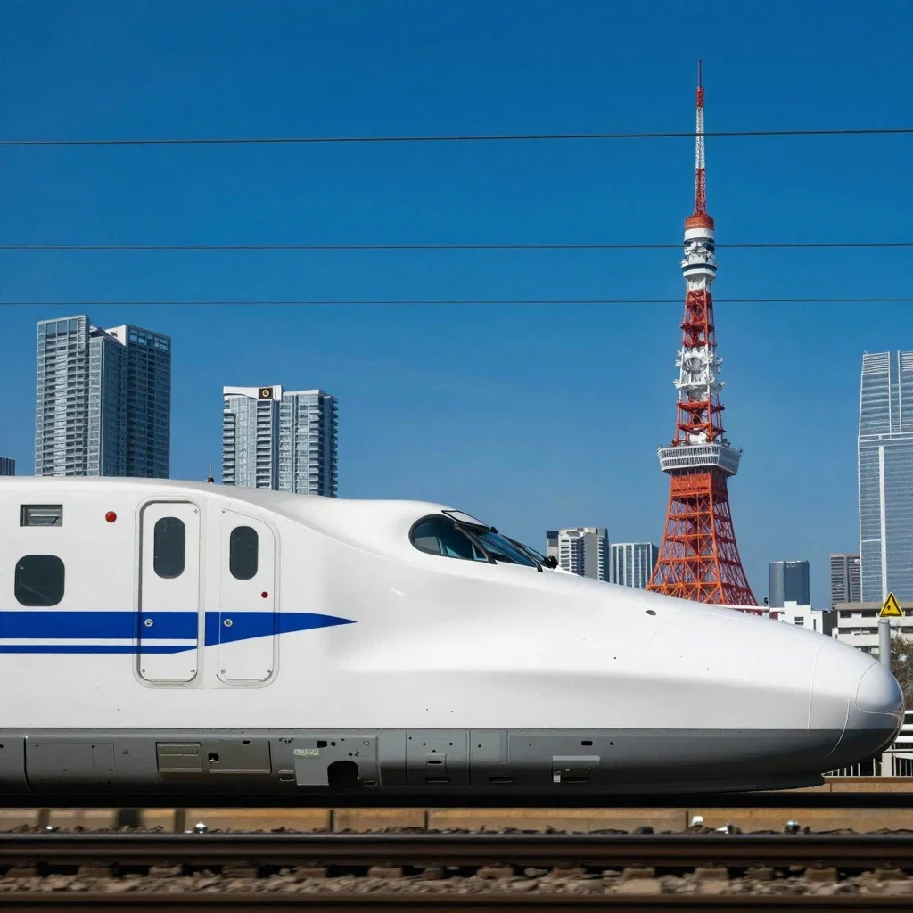 shinkansen and tokyo tower