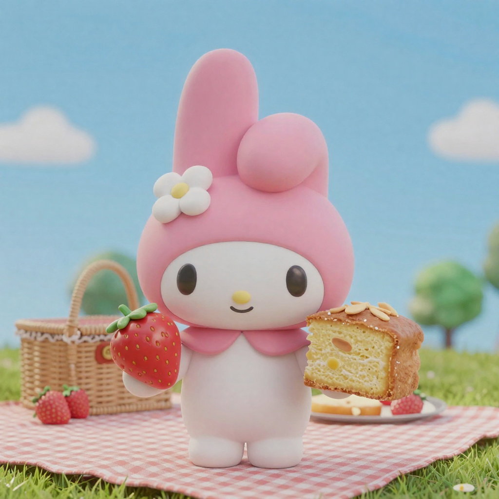 kawaii my melody strawberry cake picnic meadow