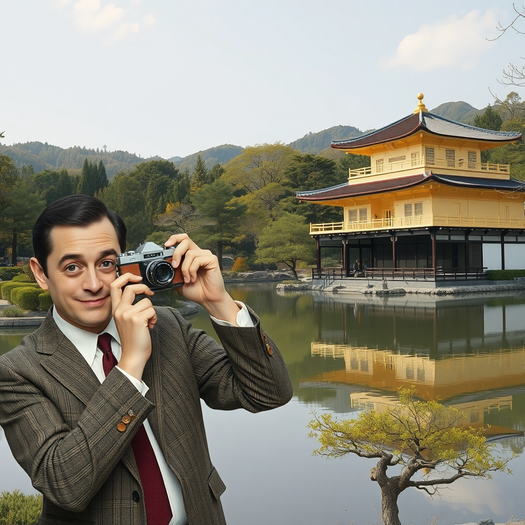 mr bean golden pavilion photorealistic photograph