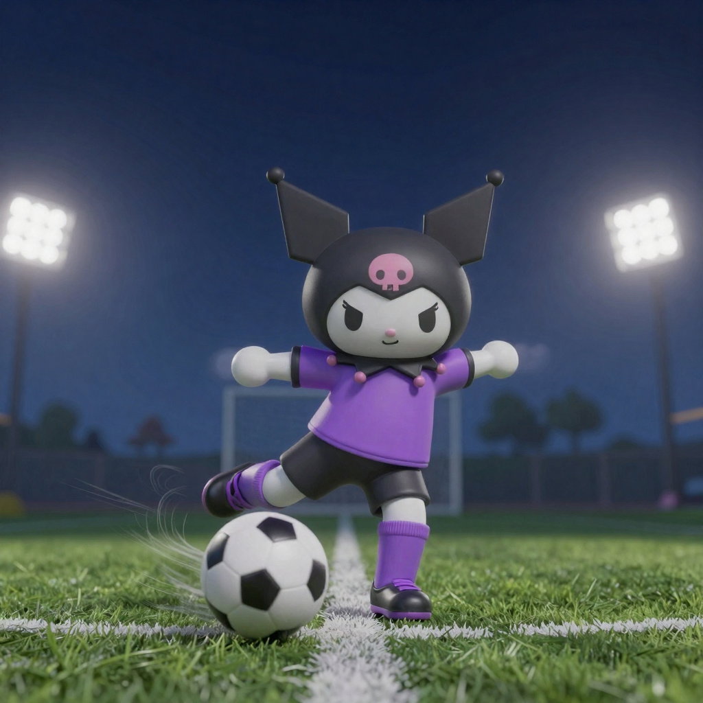 kuromi soccer kick neon purple night court