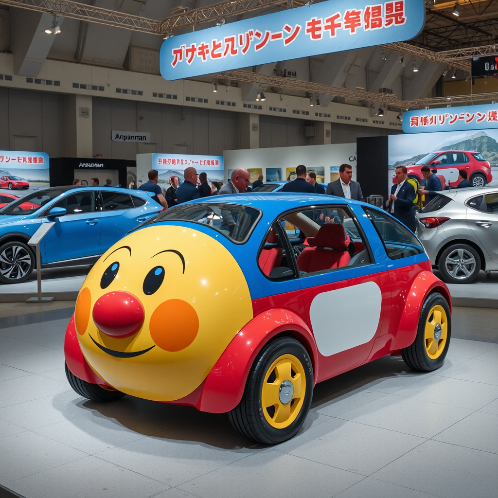 anpanman solar car detailed exhibition realistic photography
