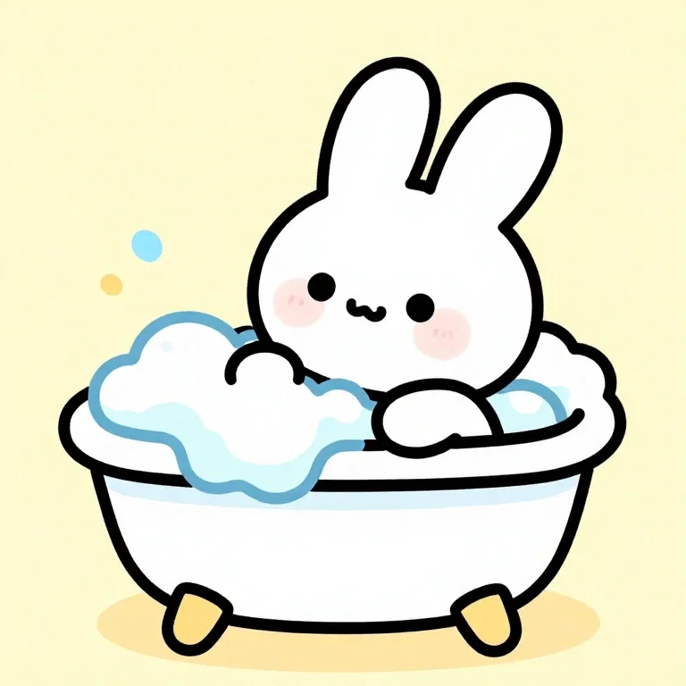 cute easter bunny bubble bath pop art