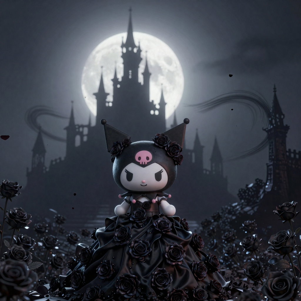 kuromi gothic anime digital art portrait
