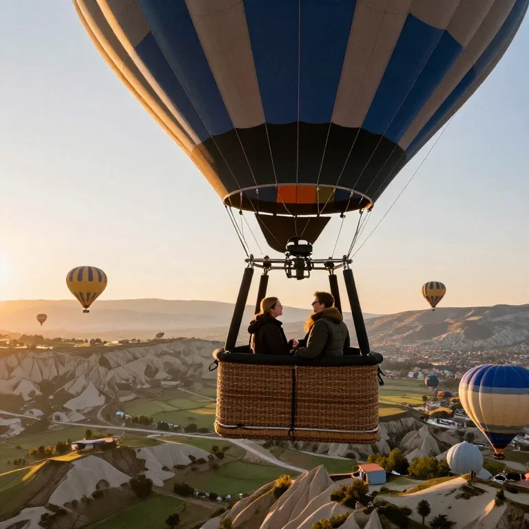 couple hot air balloon sunrise scenic vistas