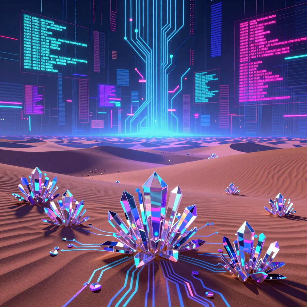 glitch art circuit doard dunes crystalline flora