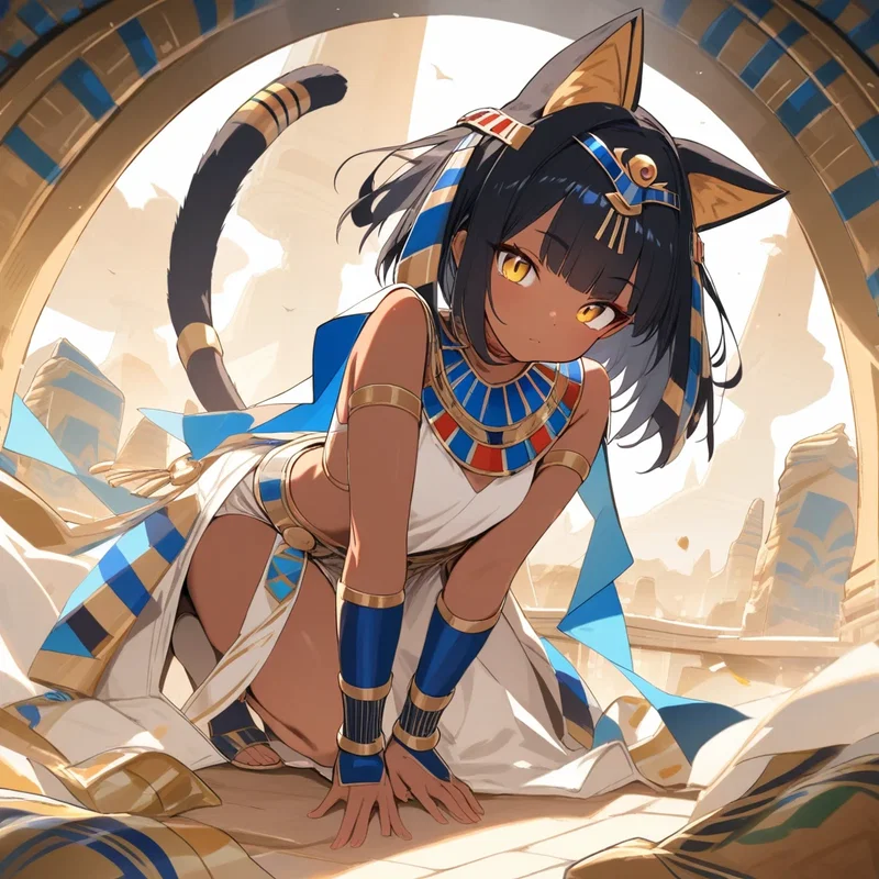 褐色エジプト猫耳ロリ