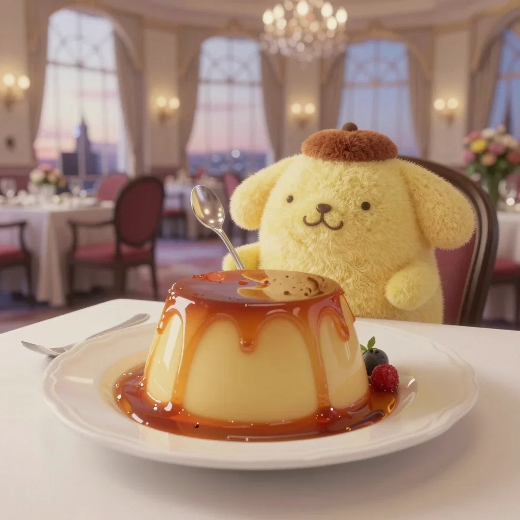pompompurin pudding centerpiece luxury restaurant render