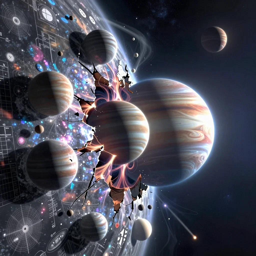 solar system fracturing quantum wall collapsing gas giants