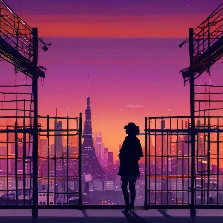 tokyo tower night view silhouette buildings
