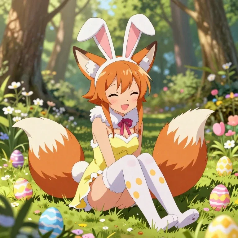 anime fox girl easter bunny costume